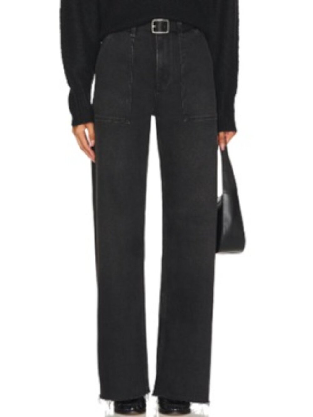 Pistola Penny Utility Wide Leg Jeans Collins Wash Size 27 Raw Hem High Rise